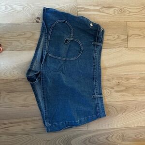 Heart Embroidered Denim Skirt